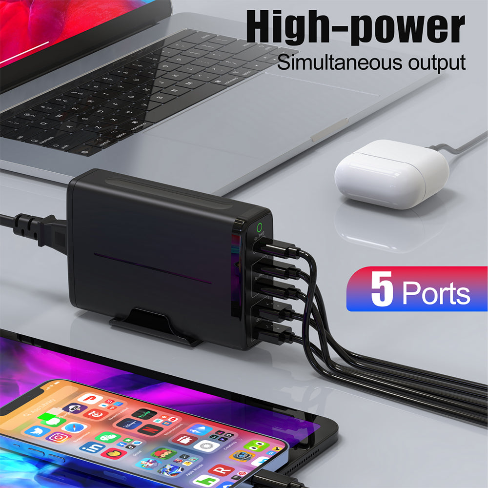 245W USB C GaN Charger Ubigbuy 140W 5-Port PD3.1 USB C Charging Station,Desktop USB C Laptop Charger Portable Travel USB C Power Adapter Block for MacBook Pro Air iPad Pro iPhone Samsung