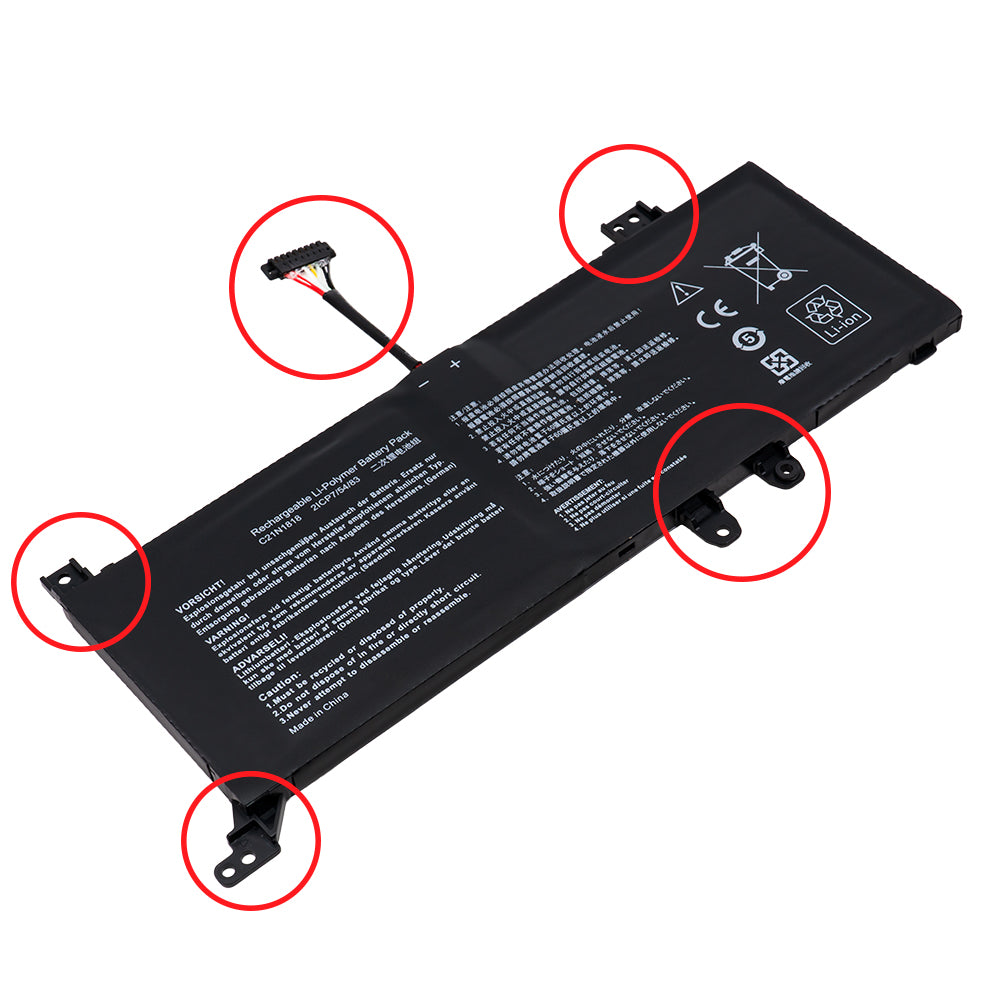 Asus VivoBook 15 A509 A515 A509DA A509M A509MA A509F A509FA A509FB A509FJ A509J A509JA A509JB A509JP A515D A515DA A515E A515EA A515EP A515J A515JA Series Laptop Battery C21N1818-3 B21N1818-3 [7.7V] Compatible Battery