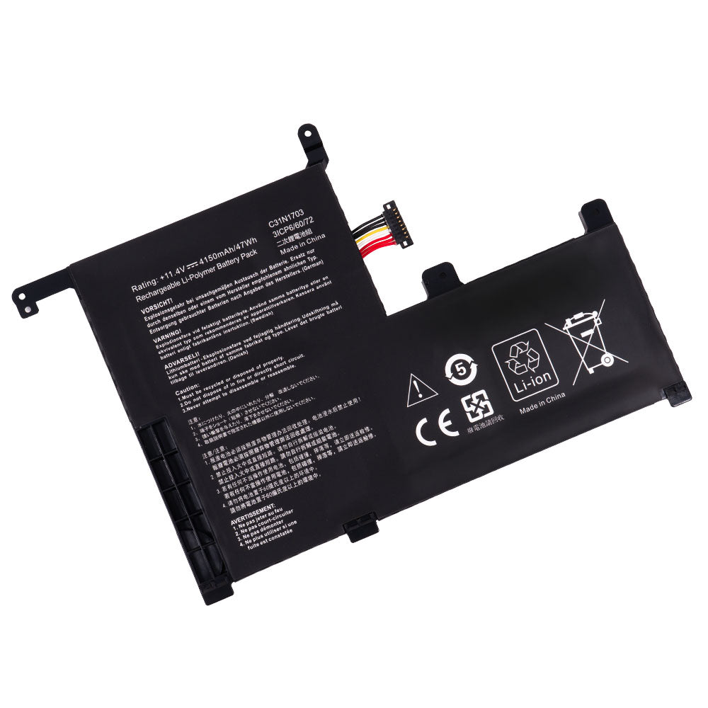 Asus Zenbook Flip UX561U UX561UA UX561UN  series Asus Zenbook Flip Q505UA Q525UA Series Laptop Battery C31N1703 C31P0J1 0B200-02650100 3ICP6/60/72 [11.4V/11.55V] Compatible Battery