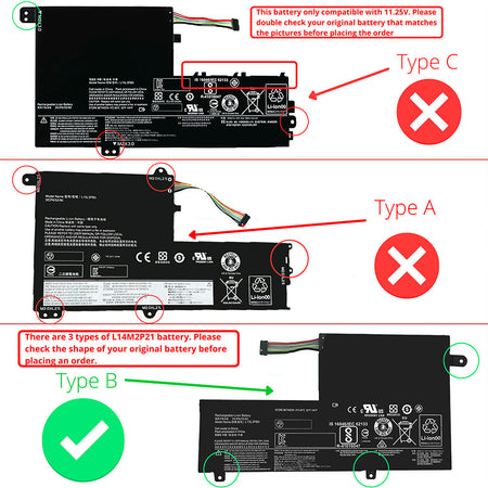 Lenovo IdeaPad 300S-14ISK 310S-14AST 14ISK 15IKB SeriesLaptop Battery L14L2P21 L14M2P21 [7.4V] Compatible Battery