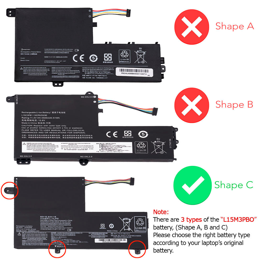 Lenovo Edge 2 1580 Series Lenovo Ideapad 720-15IKB Series Laptop Battery L14L3P21 L14M3P21 [11.1V/11.4V] (Shape-C) Compatible Battery