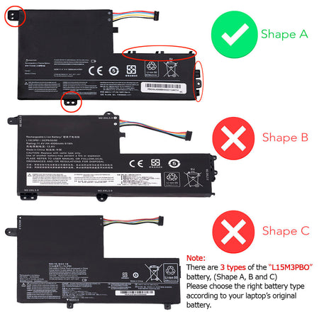 Lenovo IdeaPad Yoga 520-14IKB Series IdeaPad 520S-14IKB Series Laptop Battery L15C3PB1 L15C2PB1 L15L3PB0 L15L2PB1 L15M3PB0 L15M2PB1 L14M2P21 L14L2P21 [11.25V/11.4V] (Shape A) Compatible Battery