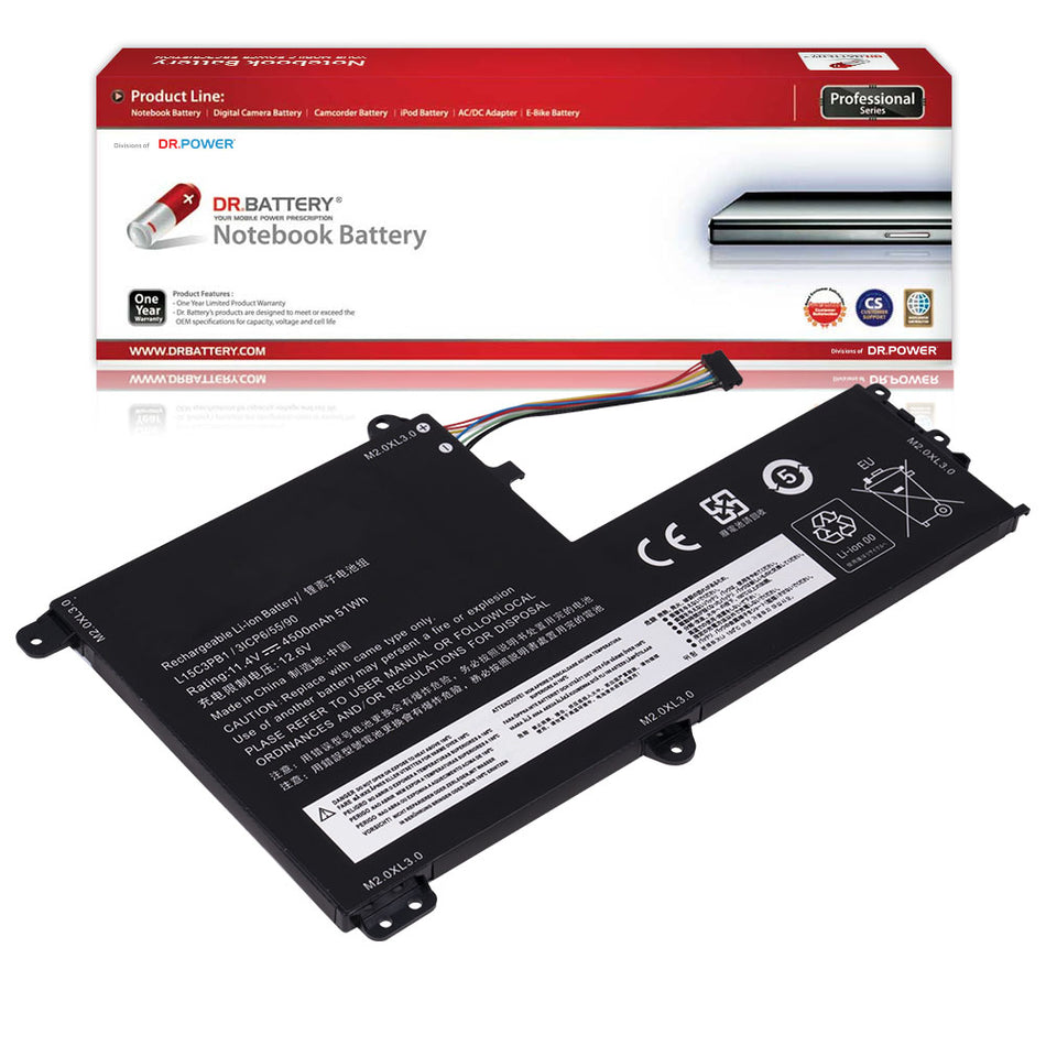 Lenovo L15C3PB1 Battery for Lenovo IdeaPad 330S-14AST 330S-14IKB 330S-15ARR 330S-15AST 330S-15IKB GTX1050 Series L15M3PB0 L15L3PB0 5B10Q39206 [11.4V] (Shape-B) Compatible Battery