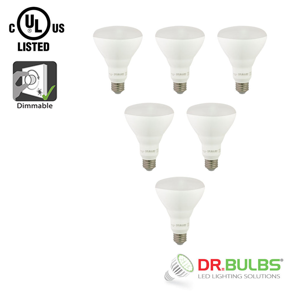 6 Pack Dr.Bulbs BR30 9W (Replace 65W Incandenscent) 4000K Cool White Dimmable LED Bulb