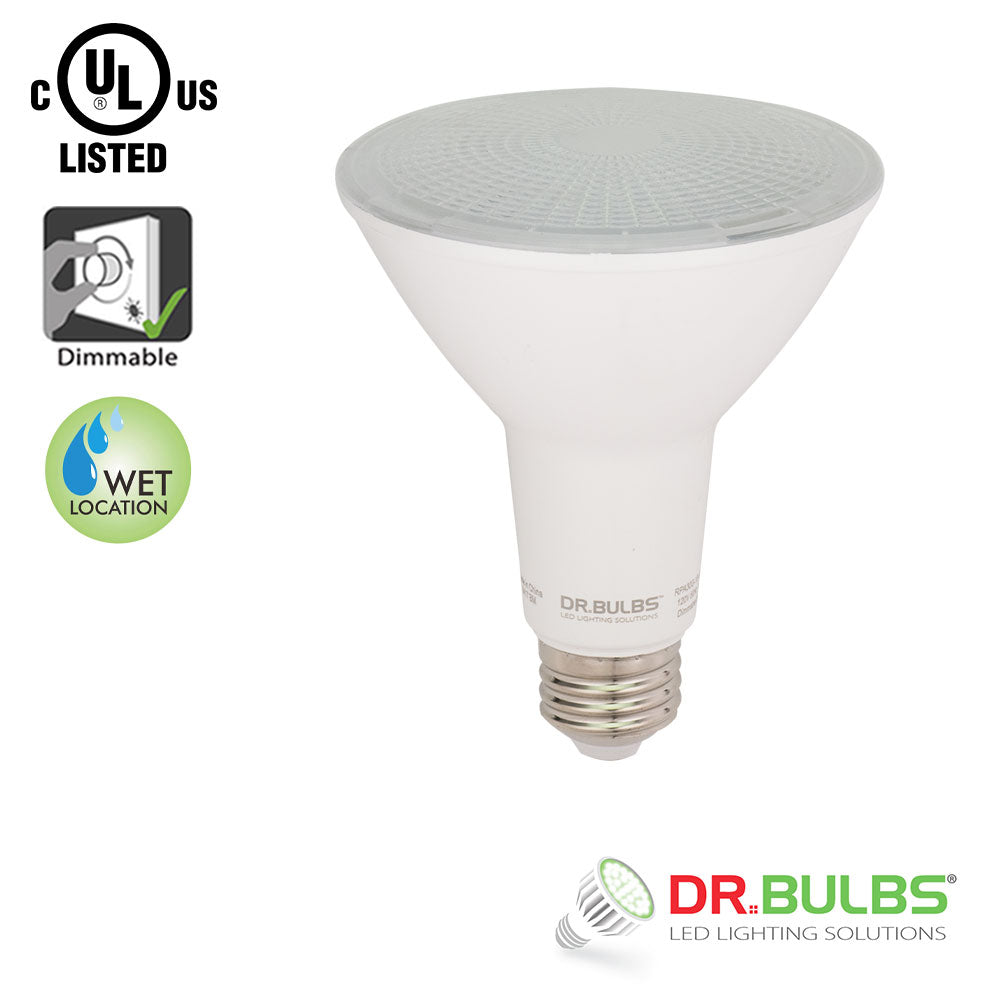 6 Pack Dr.Bulbs PAR30 (Long Neck) 11W (Replace 75W Halogen) 3000K Soft White Dimmable LED Bulb Wet Location Rated