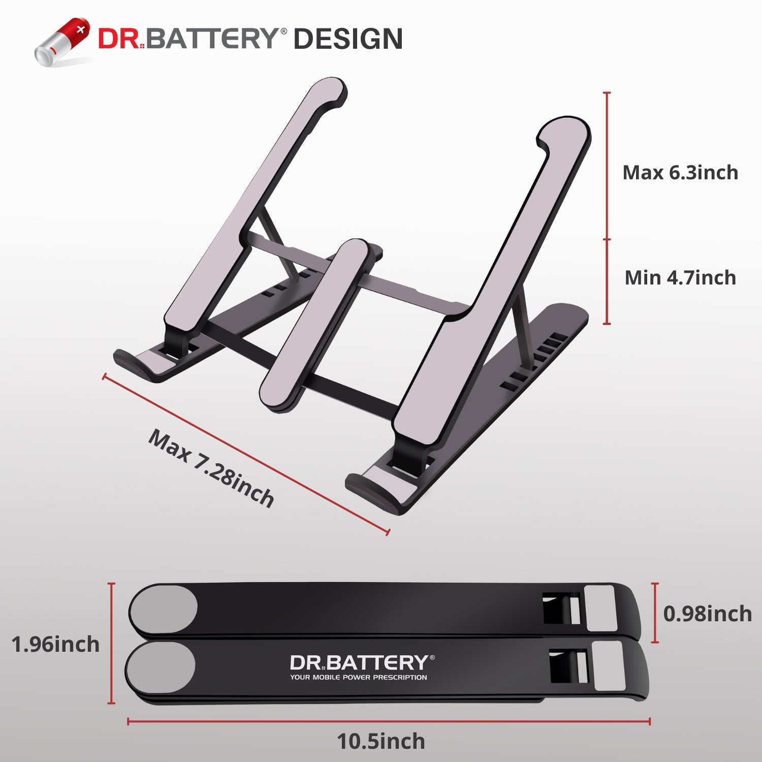 Foldable Adjustable Laptop Stand – Portable & Lightweight by Dr. Battery