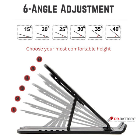 Foldable Adjustable Laptop Stand – Portable & Lightweight by Dr. Battery