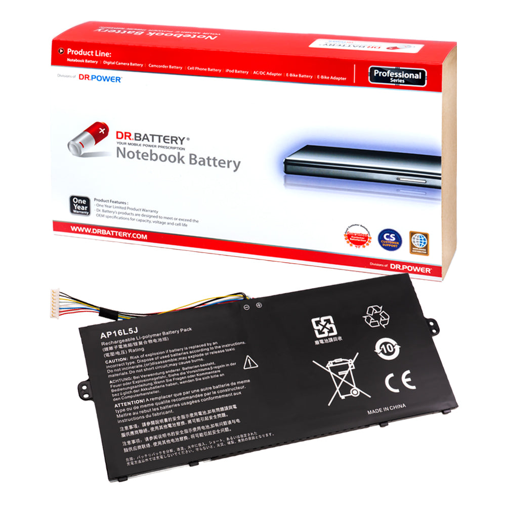 KT.00205.008 Battery for Acer Spin 1 SP111-32N SP111-33 SP111-34N Series Swift 5 SF514-52T SF514-52TP SF514-53T Series Switch 3 SW312-31 SW312-31P N17H1 Series TravelMate X5 TMX514-51 TMX514-51T Series Laptop AP16L5J [7.4V/7.7V] Compatible Battery