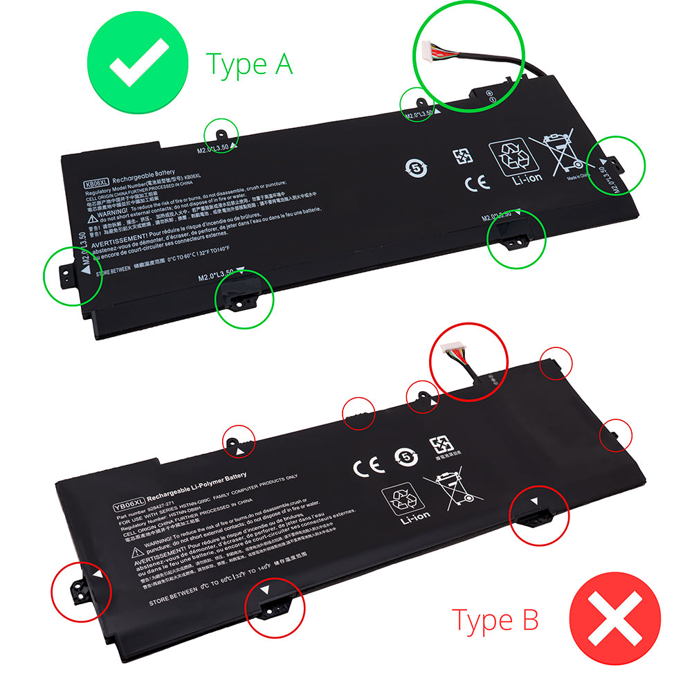 HP KB06XL 902499-855 902401-2C1 Spectre x360 15-bl012dx 15-bl001na 15-bl075nr 15-bl000na TPN-Q179 HSTNN-DB7R Z6L01EA [11.55V] Laptop Battery Replacement